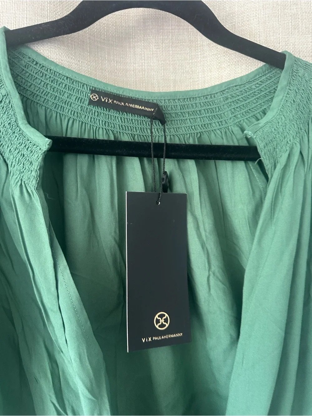 VIX Deep V Alice Green Tie-Front Swim Coverup Dress Chemise Sz M NWT